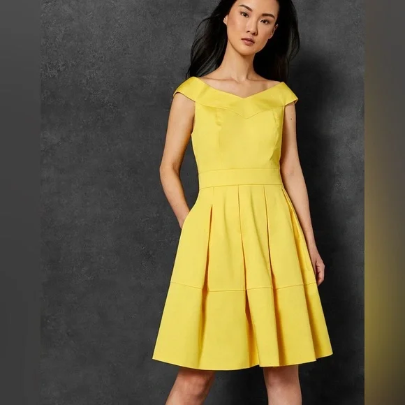 navy blue dress for baby girl Work Party Blazer Dress Yellow Deep V Pleated Sleeve A-Line Mini Dress